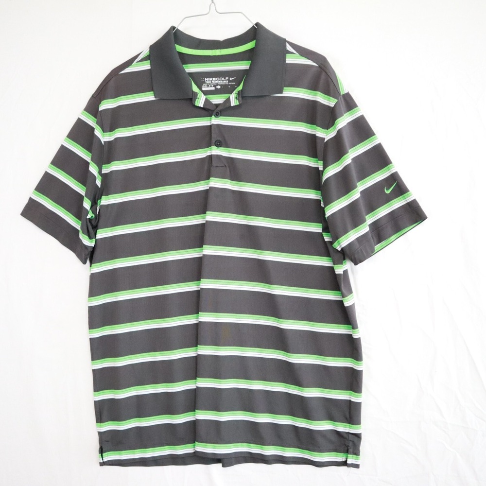 Nike‎ Golf Polo Shirt Mens Large Dri-Fit Tour Performance Striped Short Sleeve